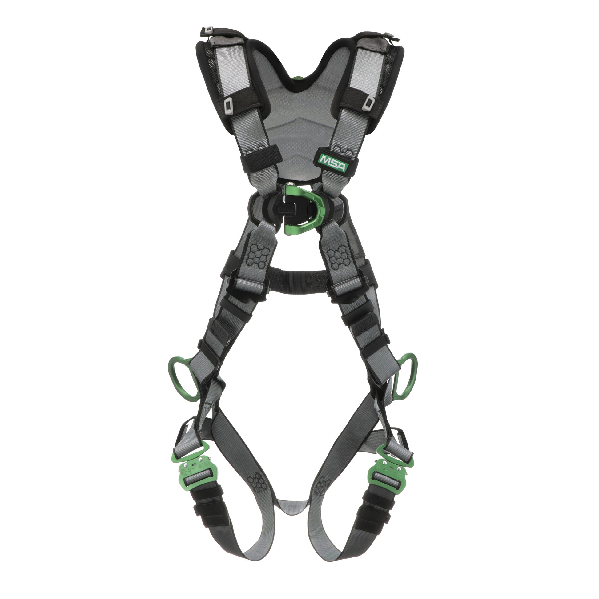 MSA V-FIT Harness w/Back, Front & Side D-Rings - Quick-Connect Leg Straps - Shoulder Padding - Standard - 10194864