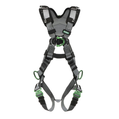 MSA V-FIT Harness w/Back, Front & Side D-Rings - Quick-Connect Leg Straps - Shoulder Padding - Standard - 10194864