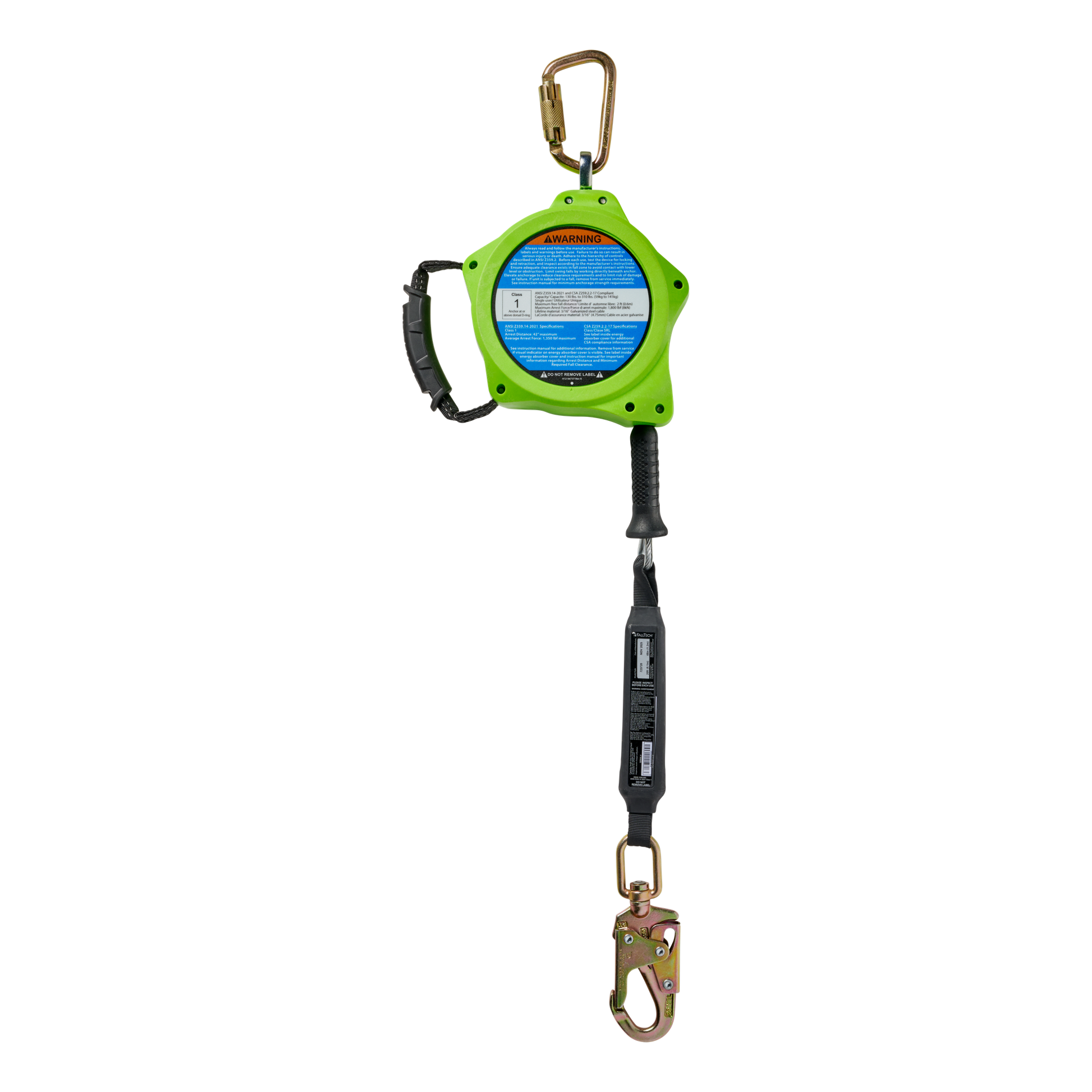 FallTech 20 ft. CTR Class 1 SRL with Steel Swivel Snap Hook - 723720