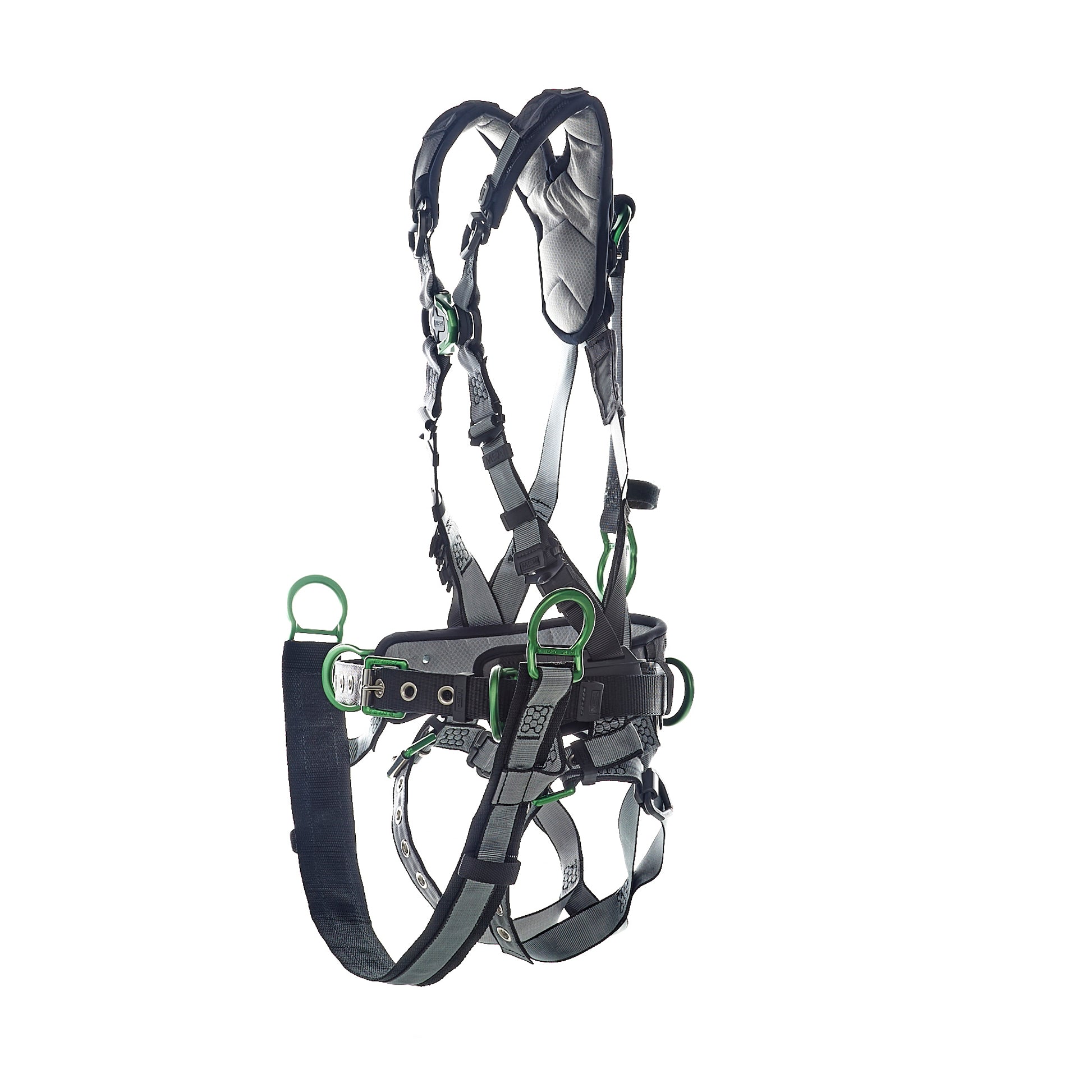 MSA V-FIT Derrick Harness w/Back, Front & Side D-Rings - Tongue Buckle Leg Straps - Shoulder Padding - Extra Large - 10195206
