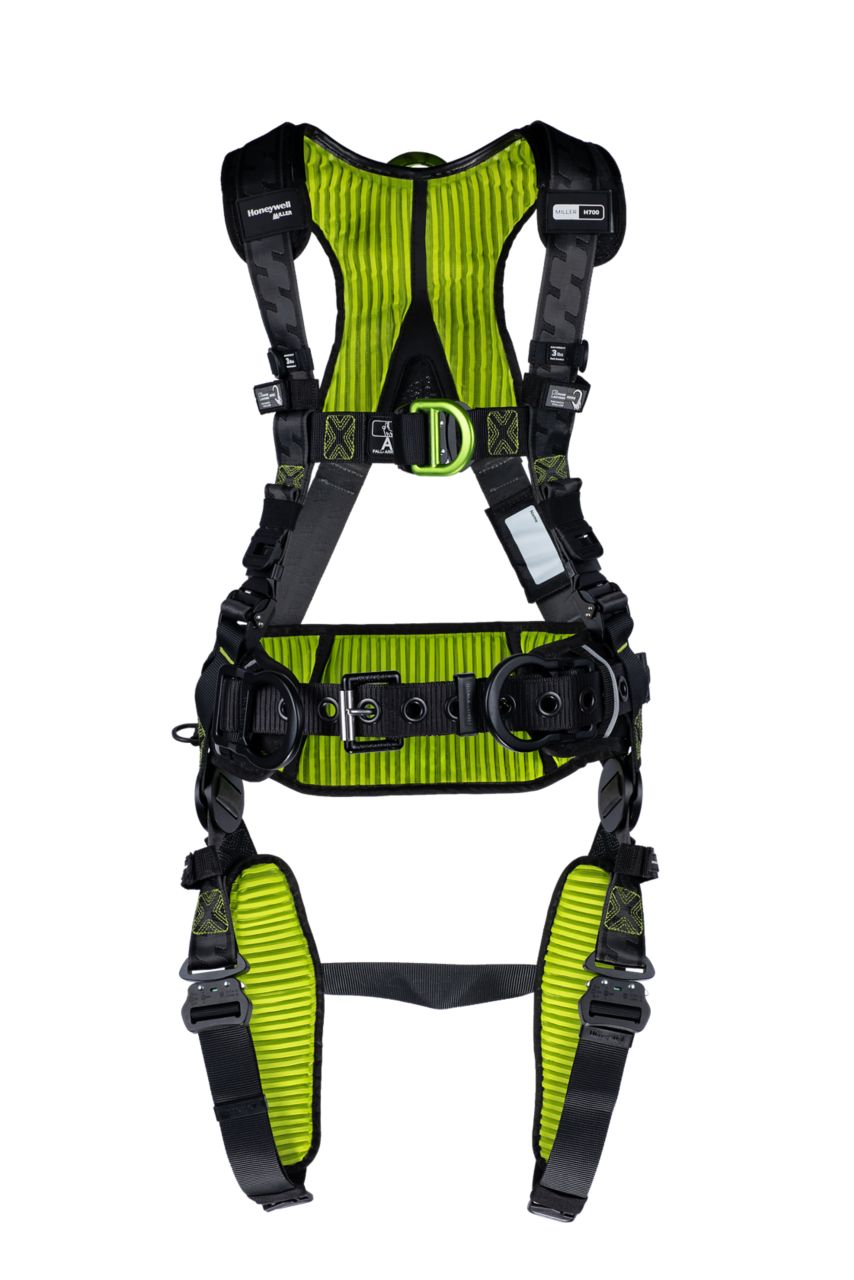 Miller H700 Construction Comfort 3 Point Harness w/ Tongue Buckle Leg Buckles and QC Chest Buckles H7CC1A2 - Size UNIV