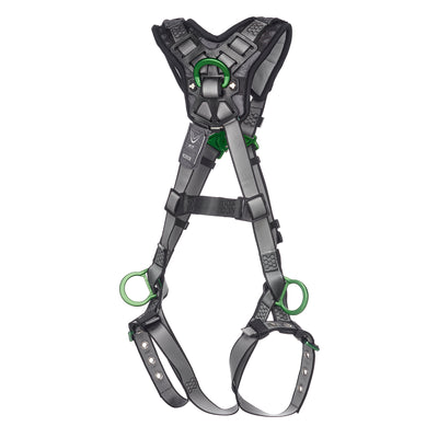 MSA V-FIT Harness w/Back, Side and Shoulder D-Rings - Tongue Buckle Leg Straps - Shoulder Padding - Standard - 10194941