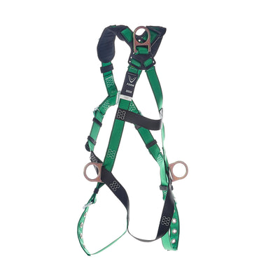 MSA V-FORM Harness w/Back, Front, Side & Shoulder D-Rings - Tongue Buckle Leg Straps Quick Connect Chest Buckle - Extra Small - 10206073