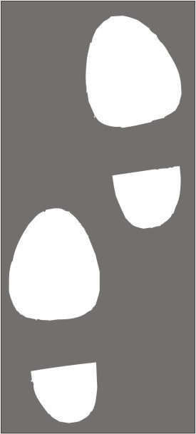 TWO STENCIL HEAL SOLE SHOE PRINTS