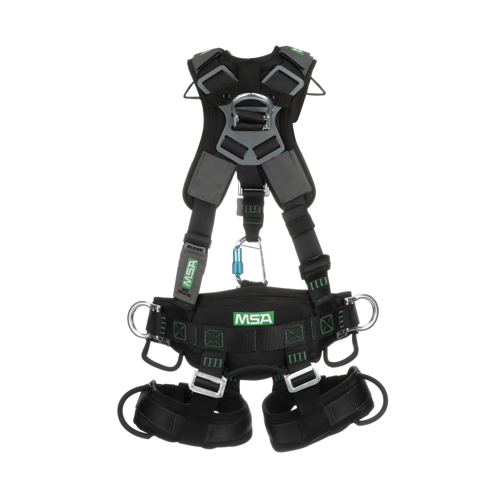 MSA Gravity Suspension Harness w/Back, Front, Belly, & Side D-Rings - Lumbar, Shoulder & Leg Padding - Medium - 10150457