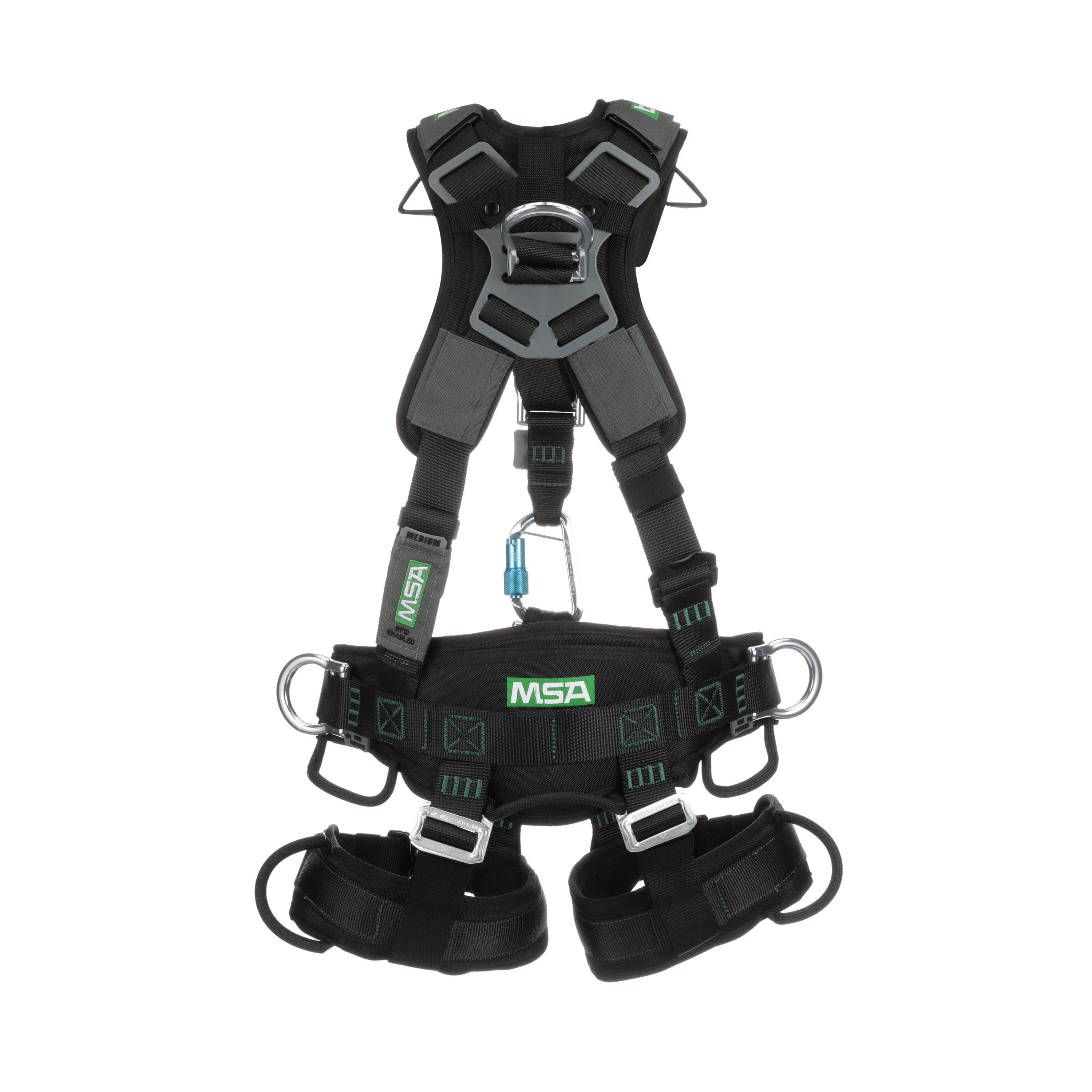 MSA Gravity Suspension Harness w/Back, Front, Belly, & Side D-Rings - Lumbar, Shoulder & Leg Padding - Medium - 10150457