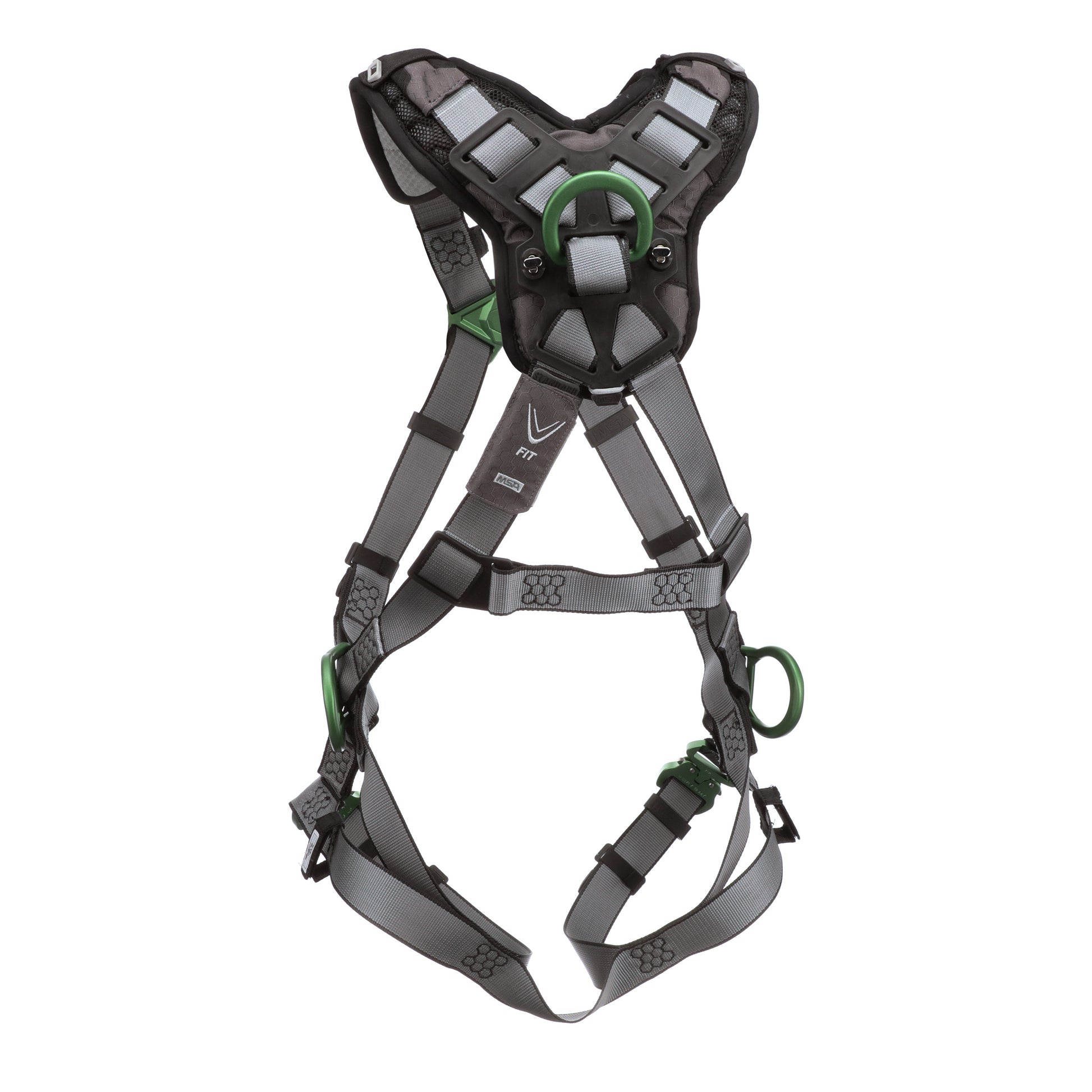 MSA V-FIT Harness w/Back & Side D-Rings - Quick-Connect Leg Straps - Shoulder Padding - Extra Large - 10194874