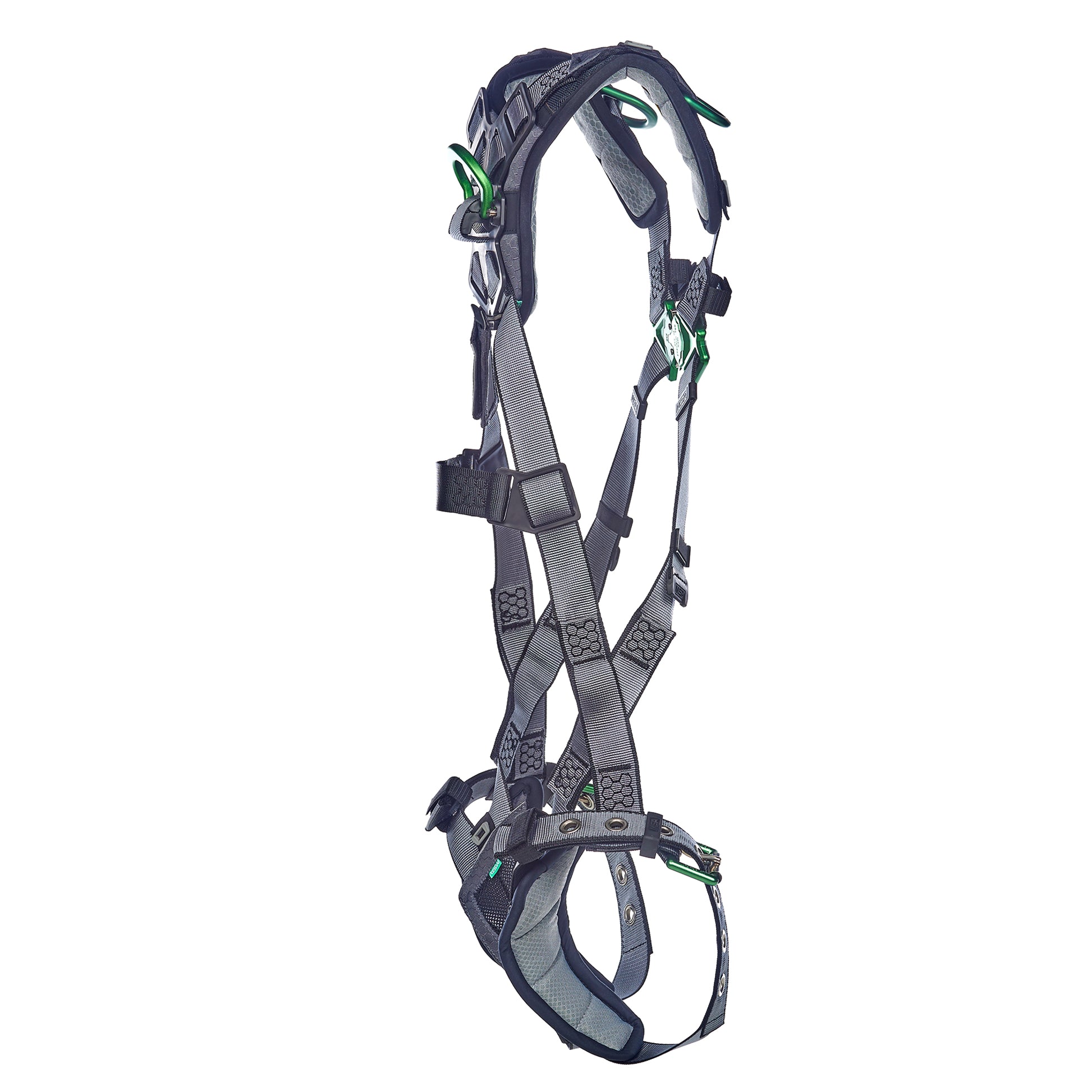 MSA V-FIT Harness w/Back & Shoulder D-Rings - Tongue Buckle Leg Straps - Shoulder & Leg Padding - Super Extra Large - 10195030