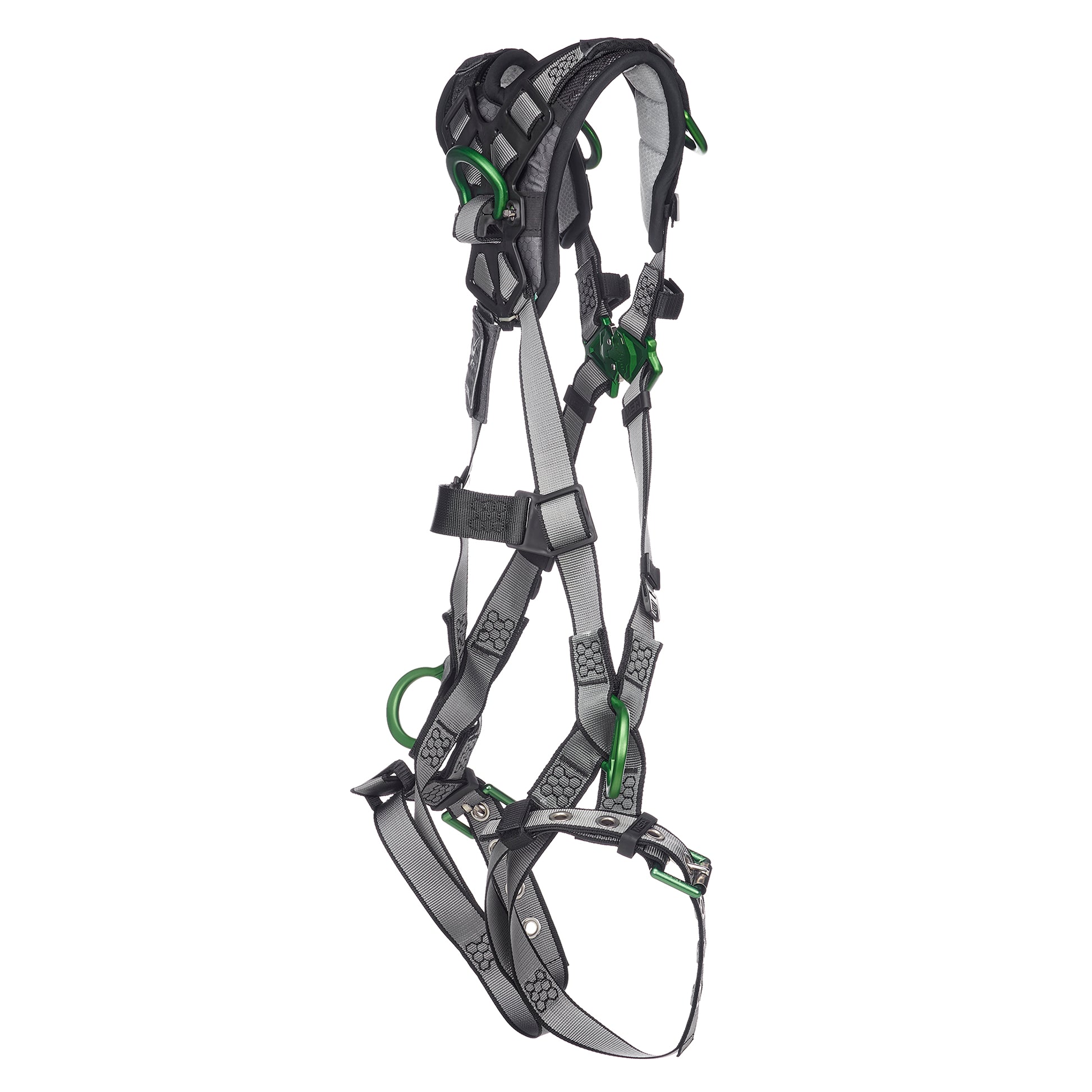 MSA V-FIT Harness w/Back, Side and Shoulder D-Rings - Tongue Buckle Leg Straps - Shoulder Padding - Super Extra Large - 10194943