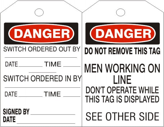 DANGER SWITCH ORDER TAGS