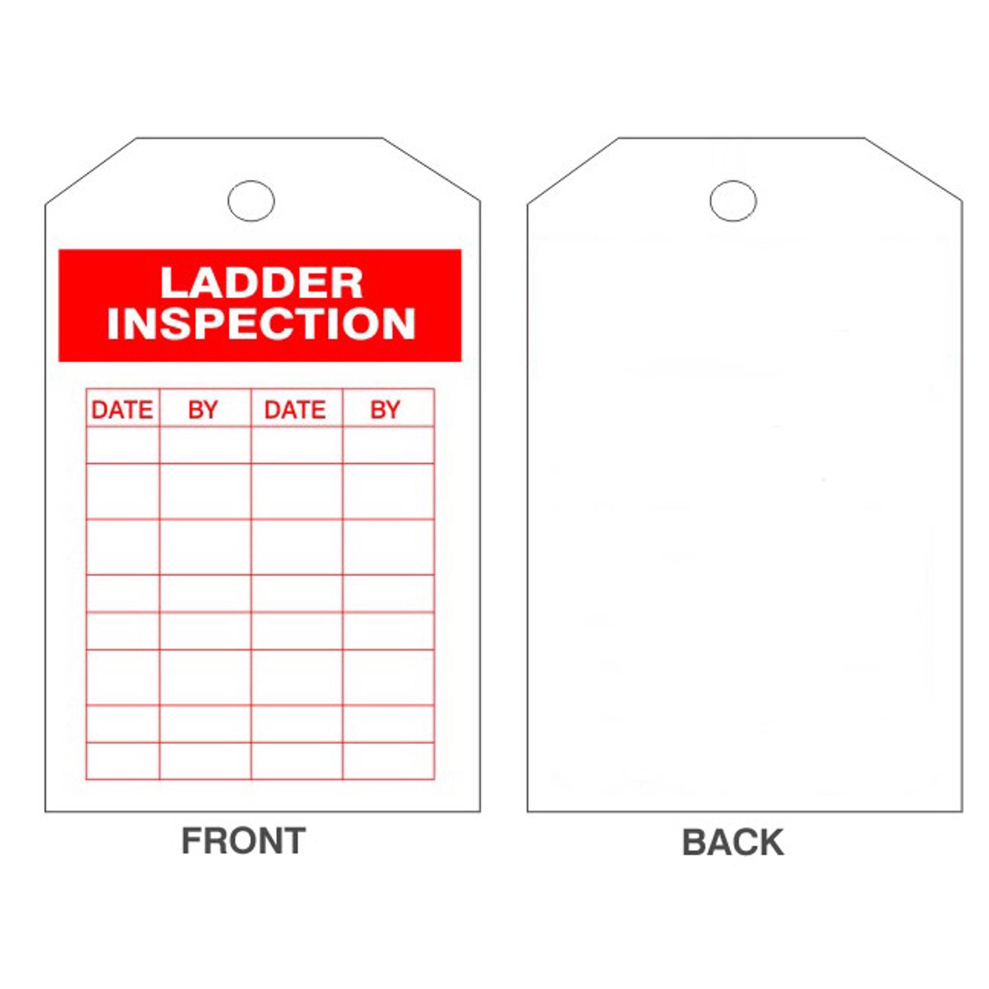 LADDER INSPECTION TAGS - LADDER INSPECTION TAGS, 6.125X3, Rigid Vinyl