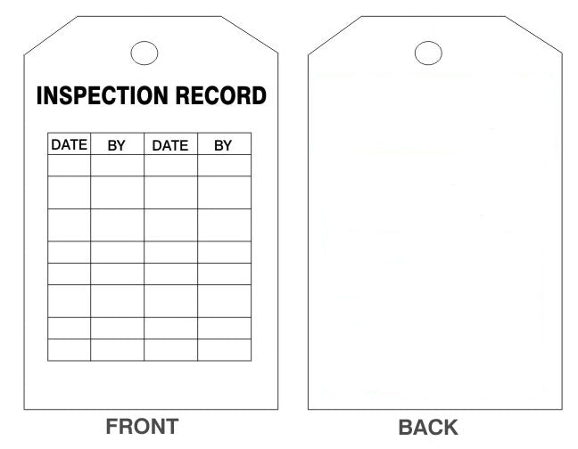 INSPECTION RECORD TAGS - INSPECTION RECORD TAGS, 6.125X3, Rigid Vinyl