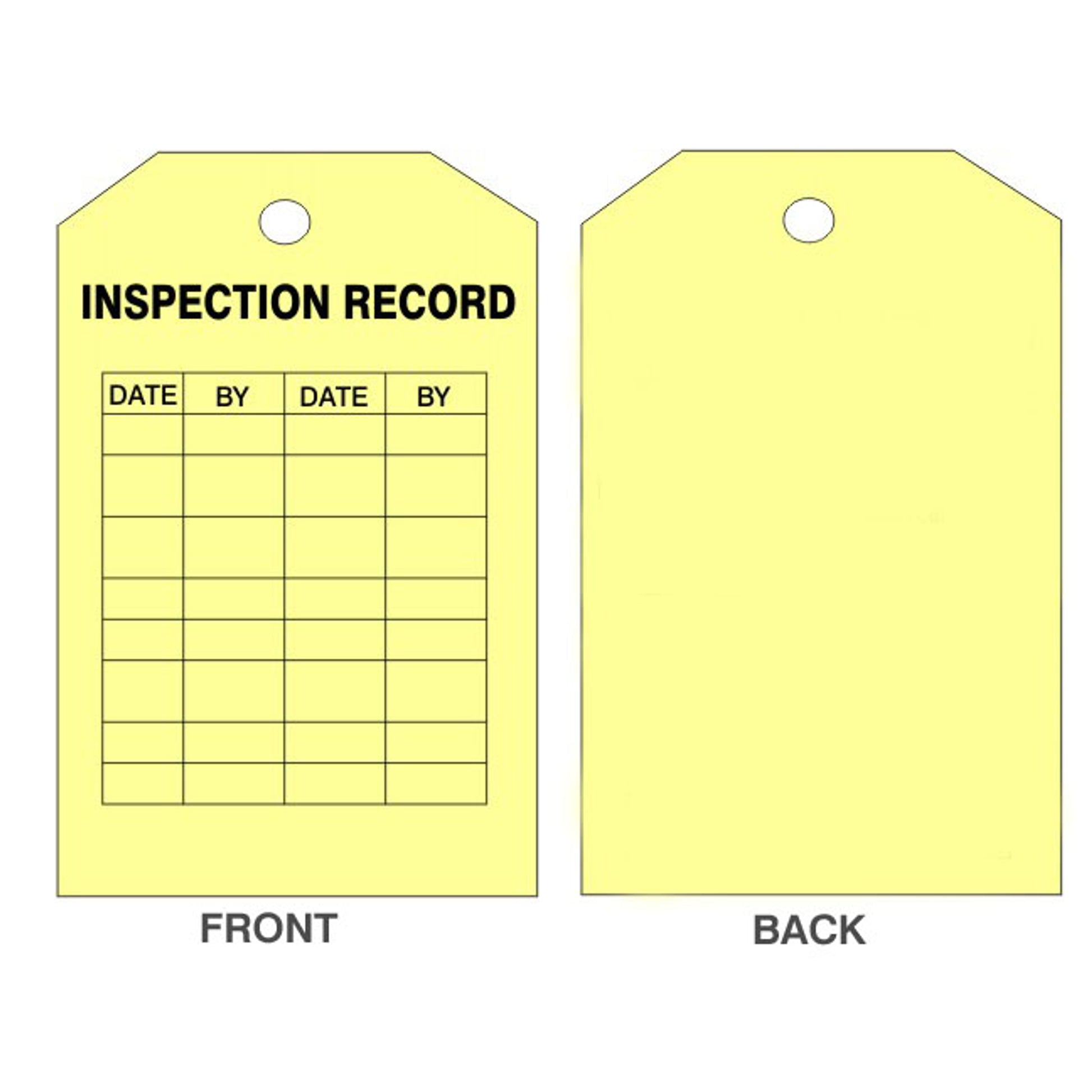 INSPECTION RECORD TAGS - INSPECTION RECORD TAGS, 6.125X3, Rigid Vinyl