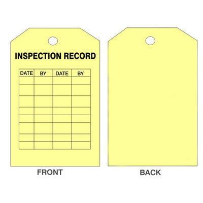 INSPECTION RECORD TAGS - INSPECTION RECORD TAGS, 6.125X3, Rigid Vinyl