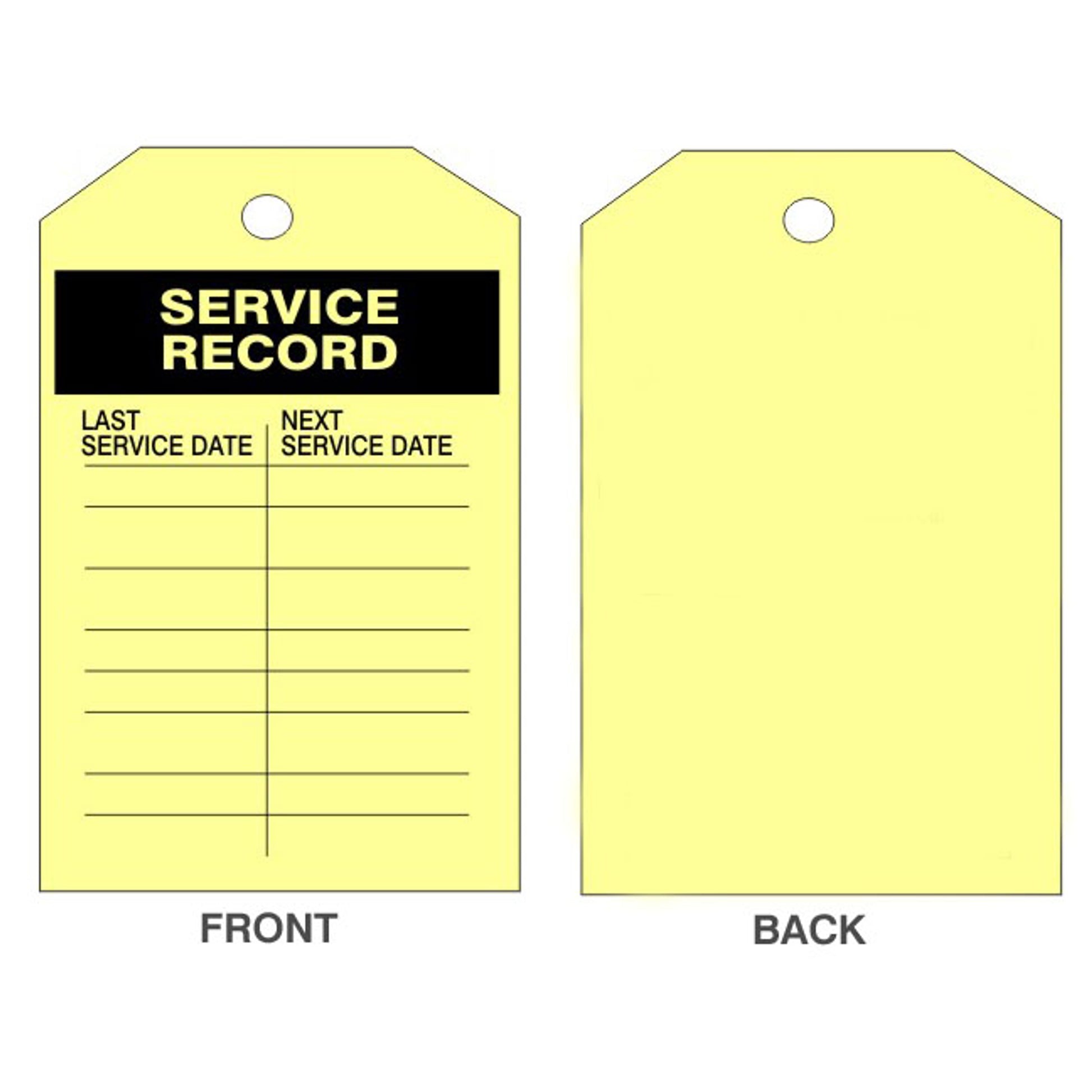 SERVICE RECORD TAGS - SERVICE RECORD TAGS, 6.125X3, Rigid Vinyl