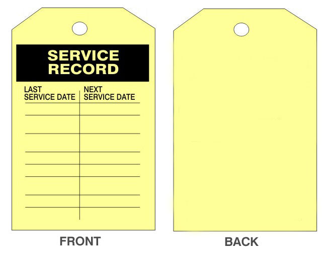 SERVICE RECORD TAGS - SERVICE RECORD TAGS, 6.125X3, Rigid Vinyl