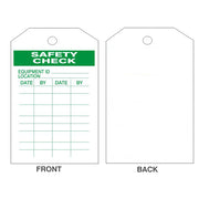 SAFETY CHECK TAGS - SAFETY CHECK TAGS, 6.125X3, Rigid Vinyl