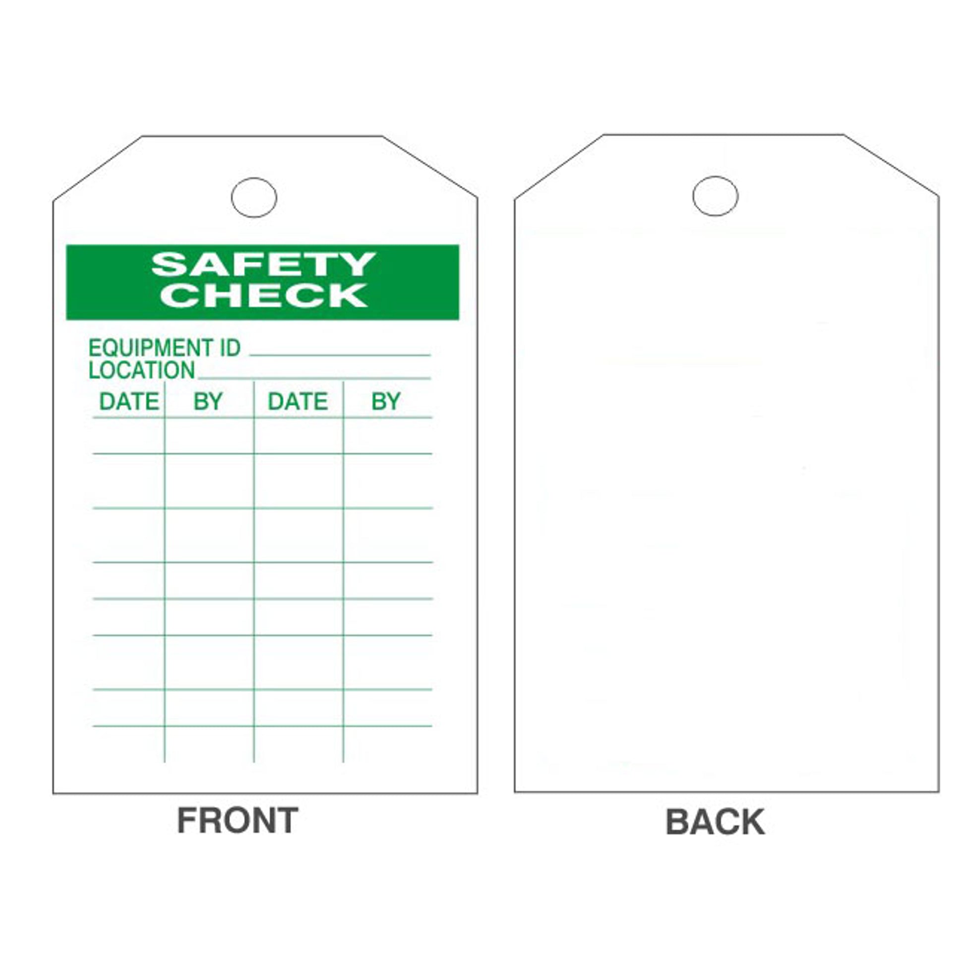 SAFETY CHECK TAGS - SAFETY CHECK TAGS, 6.125X3, Rigid Vinyl
