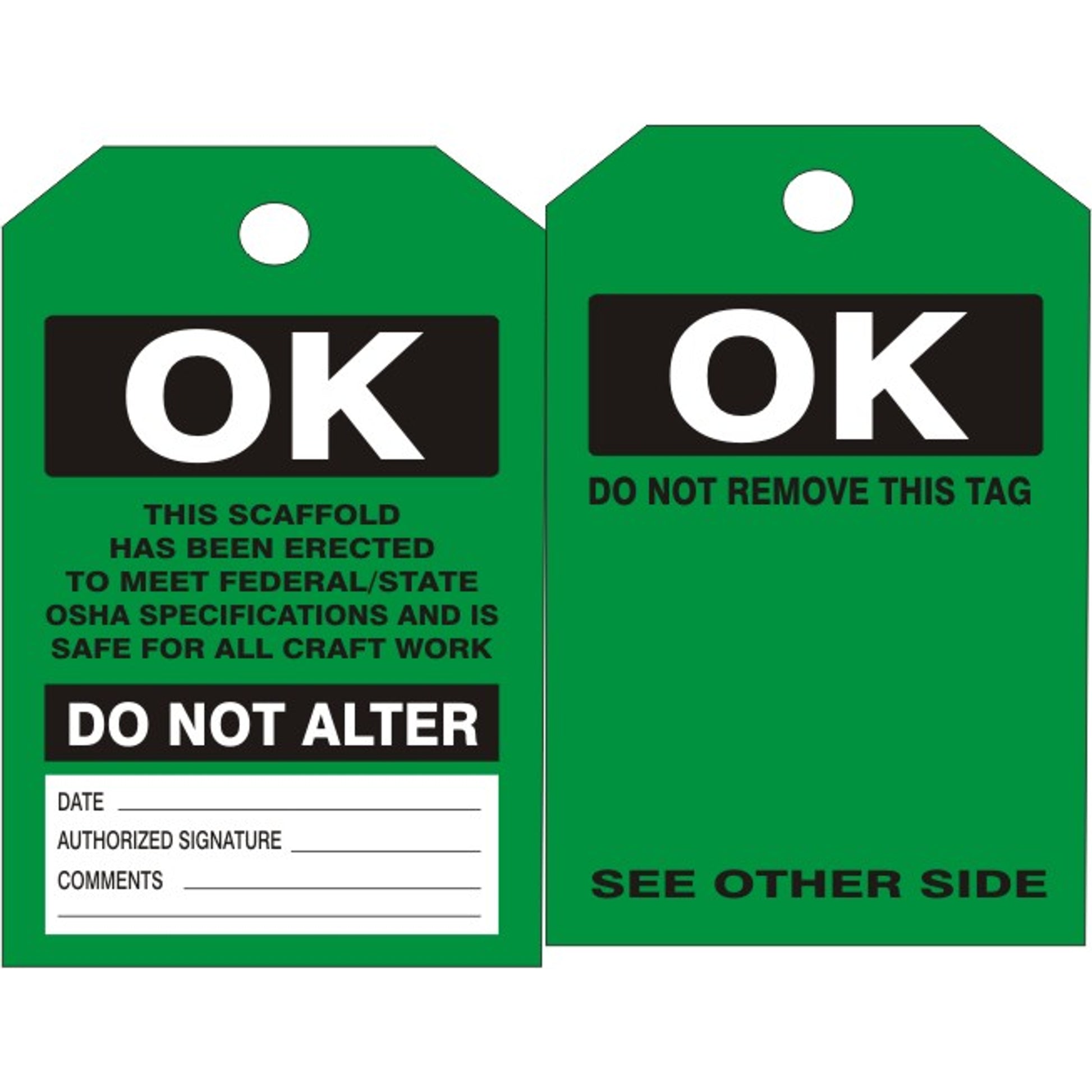 SCAFFOLD OK TAGS - SCAFFOLD OK TAGS, 6.125X3, Tagboard