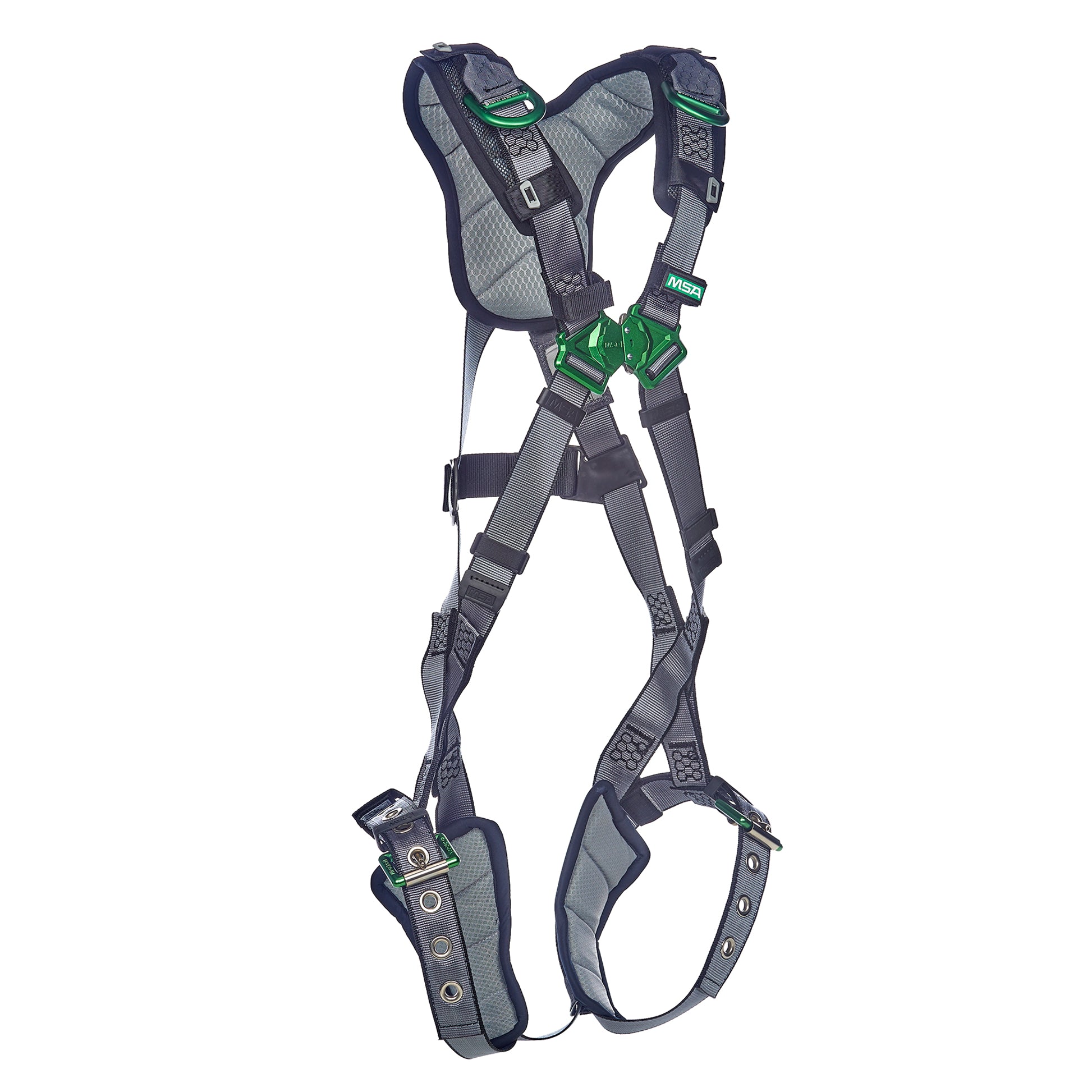 MSA V-FIT Harness w/Back & Shoulder D-Rings - Tongue Buckle Leg Straps - Shoulder & Leg Padding - Super Extra Large - 10195030