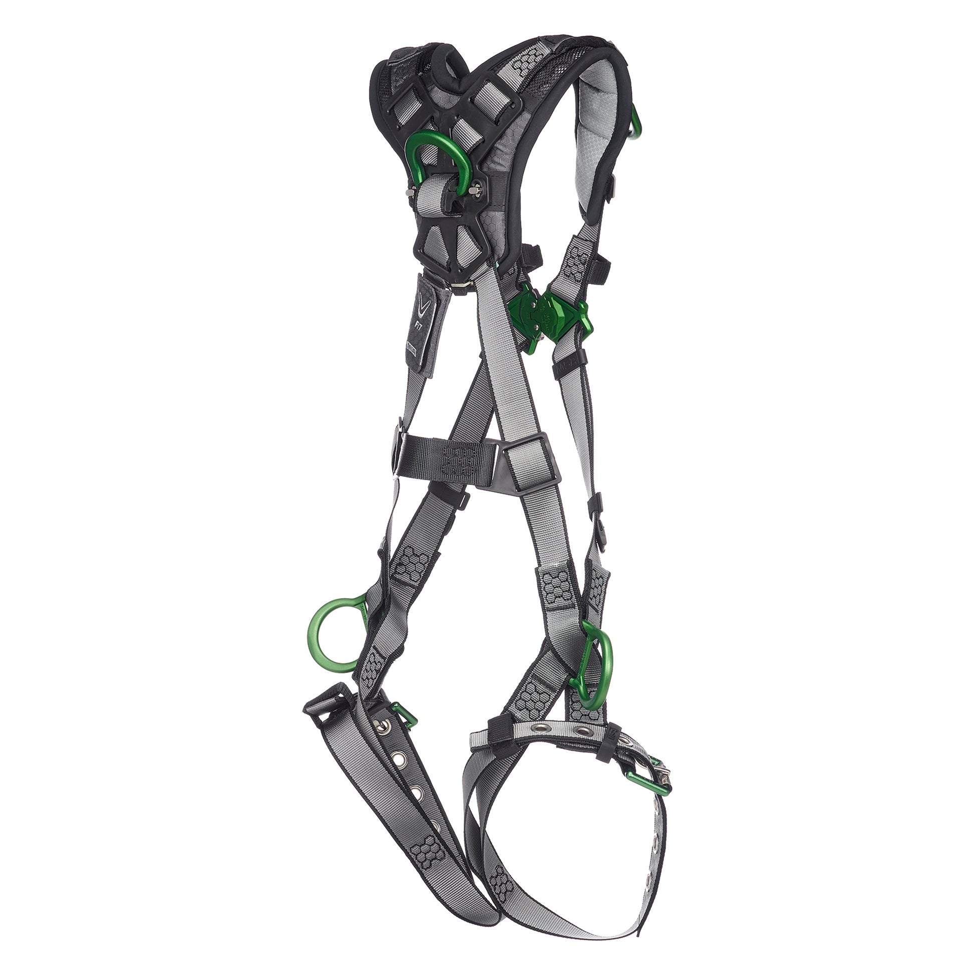 MSA V-FIT Harness w/Back, Side and Shoulder D-Rings - Tongue Buckle Leg Straps - Shoulder Padding - Extra Large - 10194942