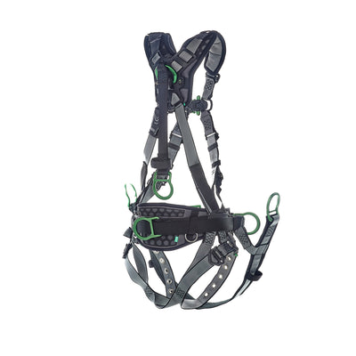 MSA V-FIT Derrick Harness w/Back, Front & Side D-Rings - Tongue Buckle Leg Straps - Shoulder Padding - Extra Large - 10195206