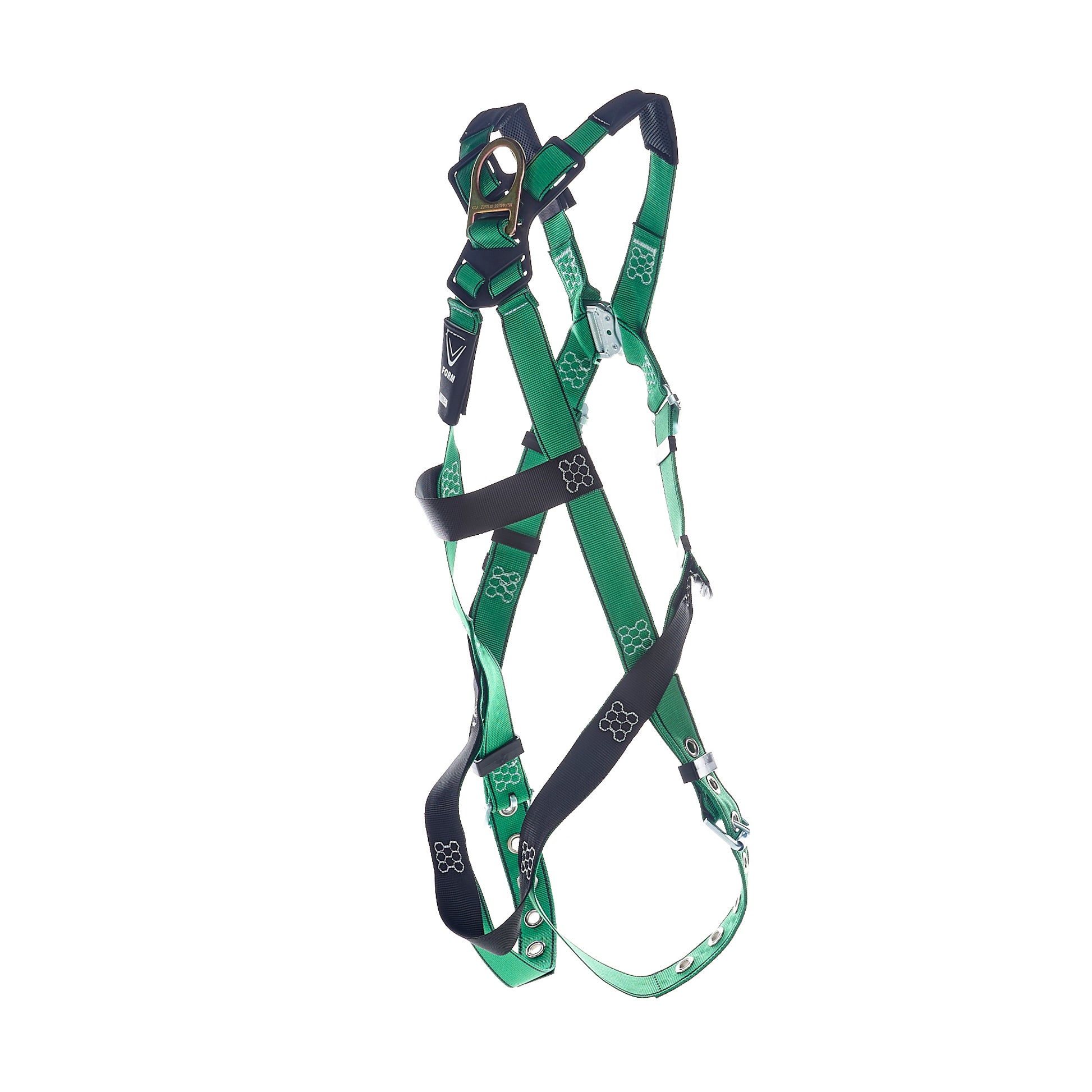 MSA V-FORM Harness w/Back & Front D-Rings - Tongue Buckle Leg Straps Quick Connect Chest Buckle - Super Extra Large - 10206068