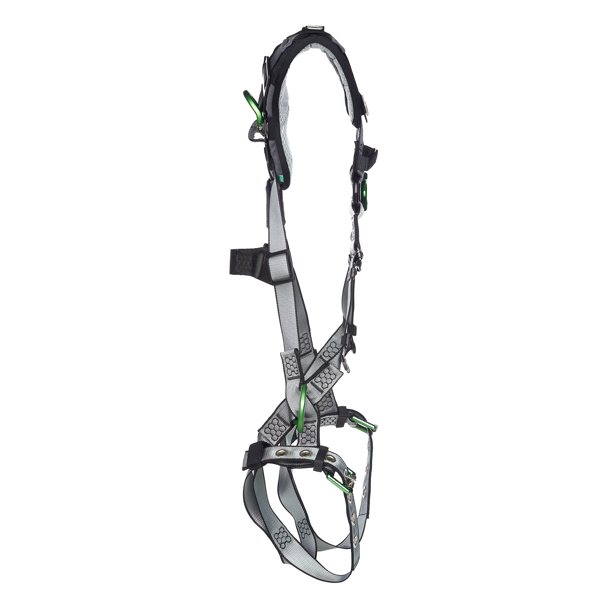 MSA V-FIT Harness w/Back, Front & Side D-Rings - Tongue Buckle Leg Straps - Shoulder Padding - Extra Small - 10194896