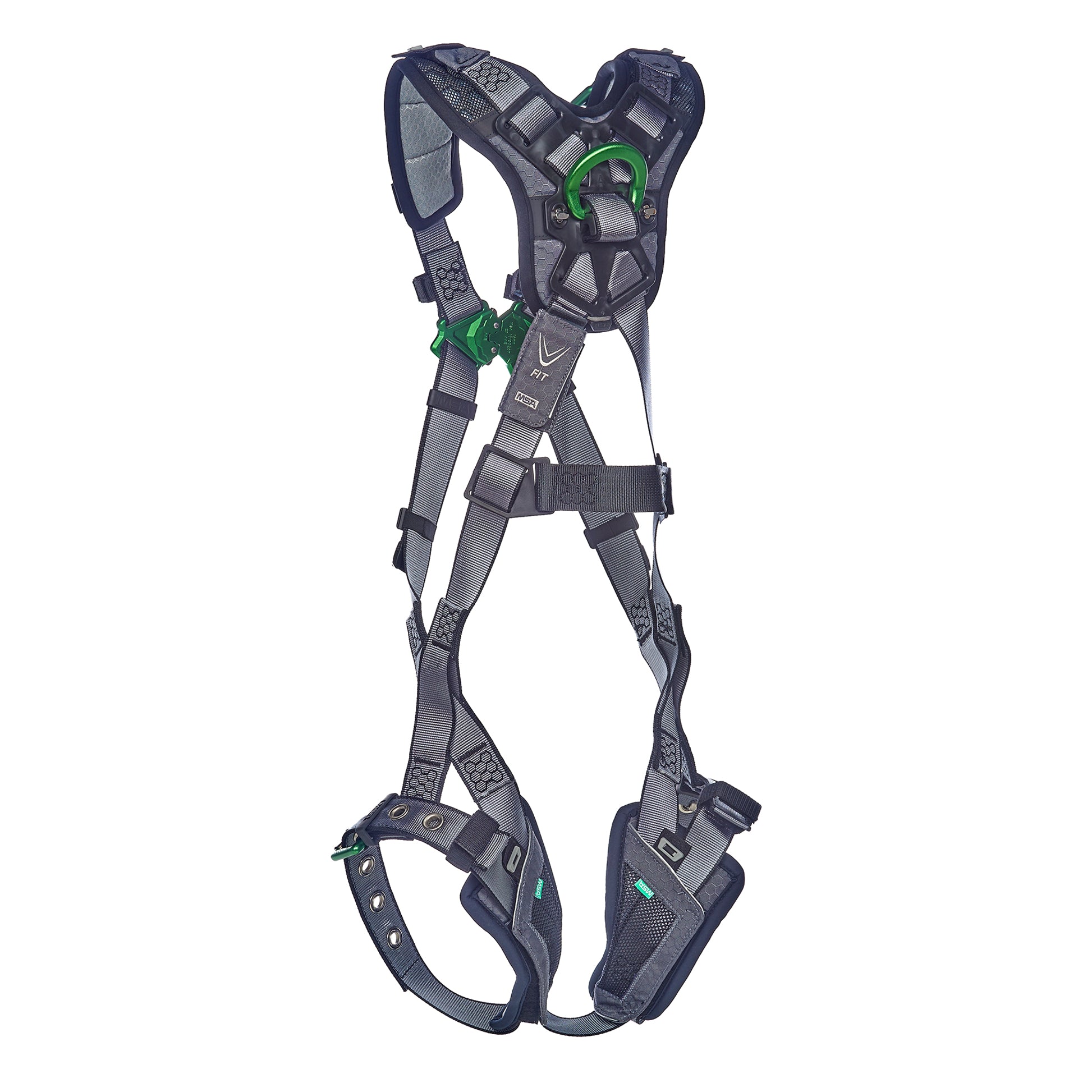 MSA V-FIT Harness w/Back & Shoulder D-Rings - Tongue Buckle Leg Straps - Shoulder & Leg Padding - Super Extra Large - 10195030