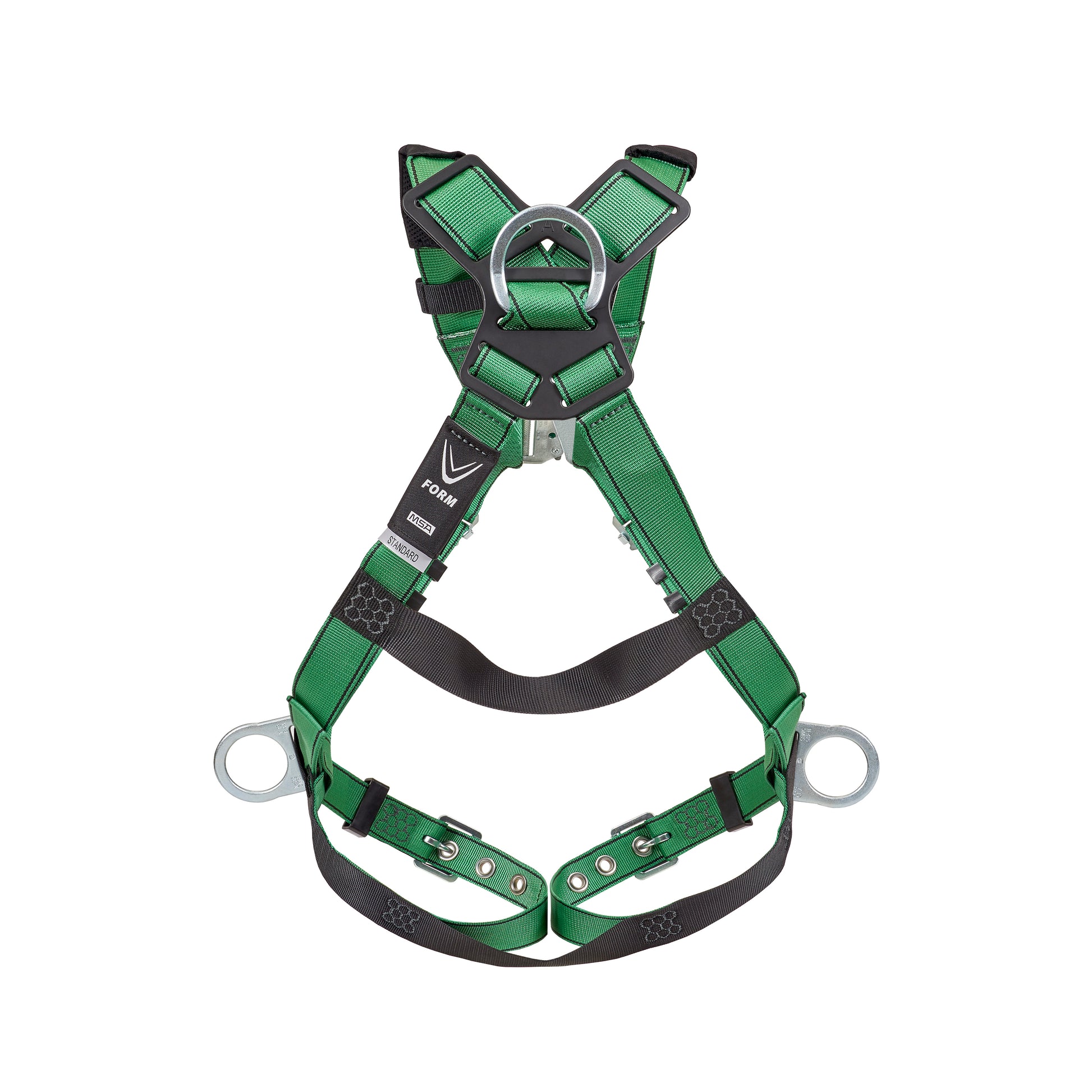 MSA V-FORM Harness w/Back & Side D-Rings - Tongue Buckle Leg Straps Quick Connect Chest Buckle - Super Extra Large - 10206064