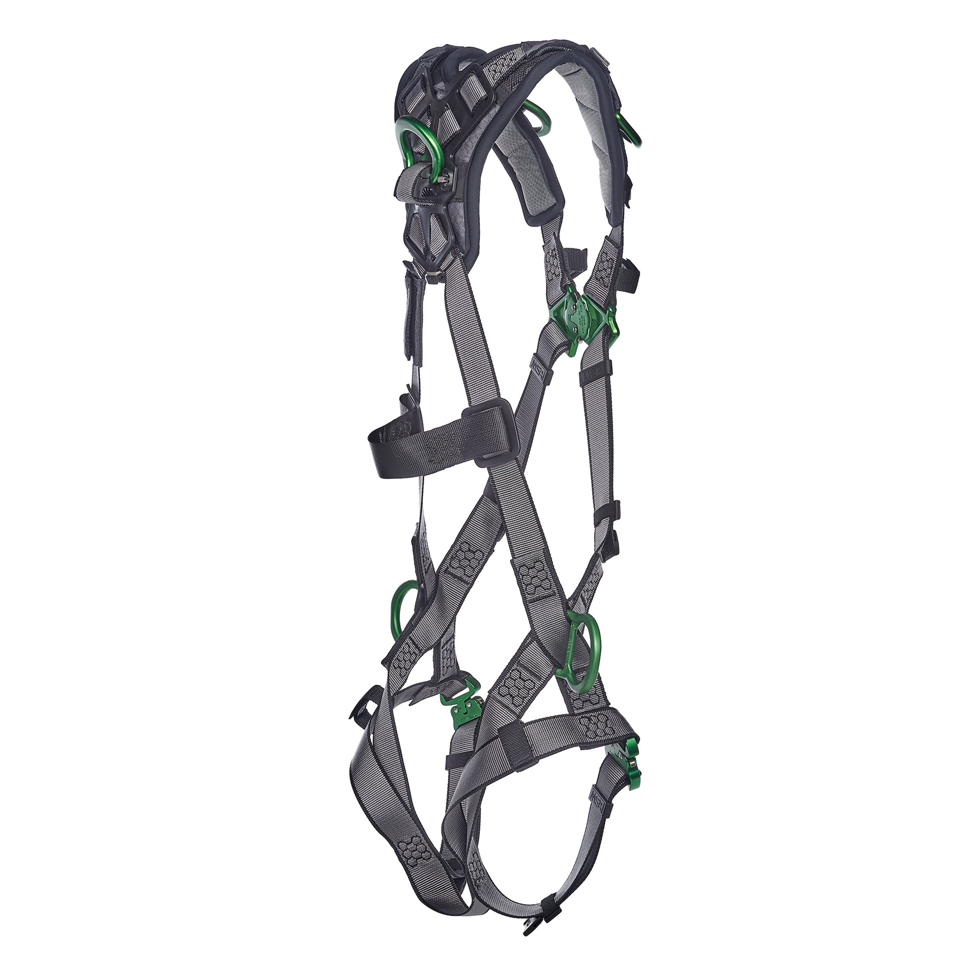 MSA V-FIT Harness w/Back, Side and Shoulder D-Rings - Quick-Connect Leg Straps - Shoulder Padding - Extra Large - 10194886