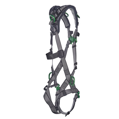MSA V-FIT Harness w/Back, Side and Shoulder D-Rings - Quick-Connect Leg Straps - Shoulder Padding - Extra Large - 10194886