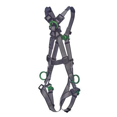 MSA V-FIT Harness w/Back & Side D-Rings - Quick-Connect Leg Straps - Super Extra Large - 10195067