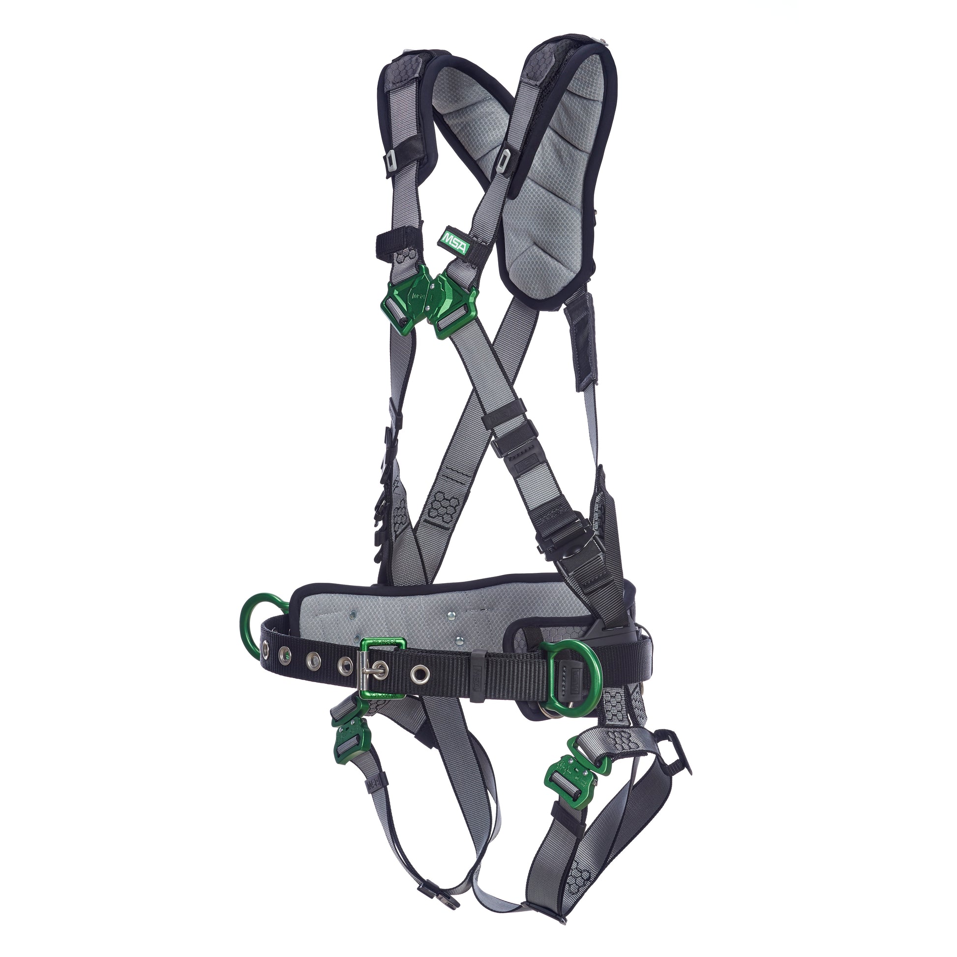 MSA V-FIT Construction Harness w/Back & Side D-Rings - Quick-Connect Leg Straps - Shoulder Padding - Extra Large - 10195135