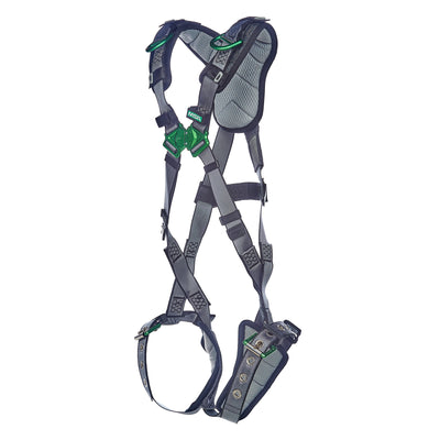 MSA V-FIT Harness w/Back & Shoulder D-Rings - Tongue Buckle Leg Straps - Shoulder & Leg Padding - Extra Large - 10195029