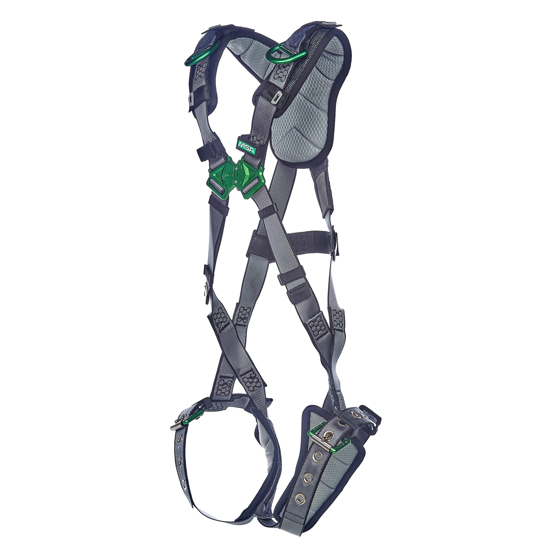 MSA V-FIT Harness w/Back & Shoulder D-Rings - Tongue Buckle Leg Straps - Shoulder & Leg Padding - Standard - 10195028