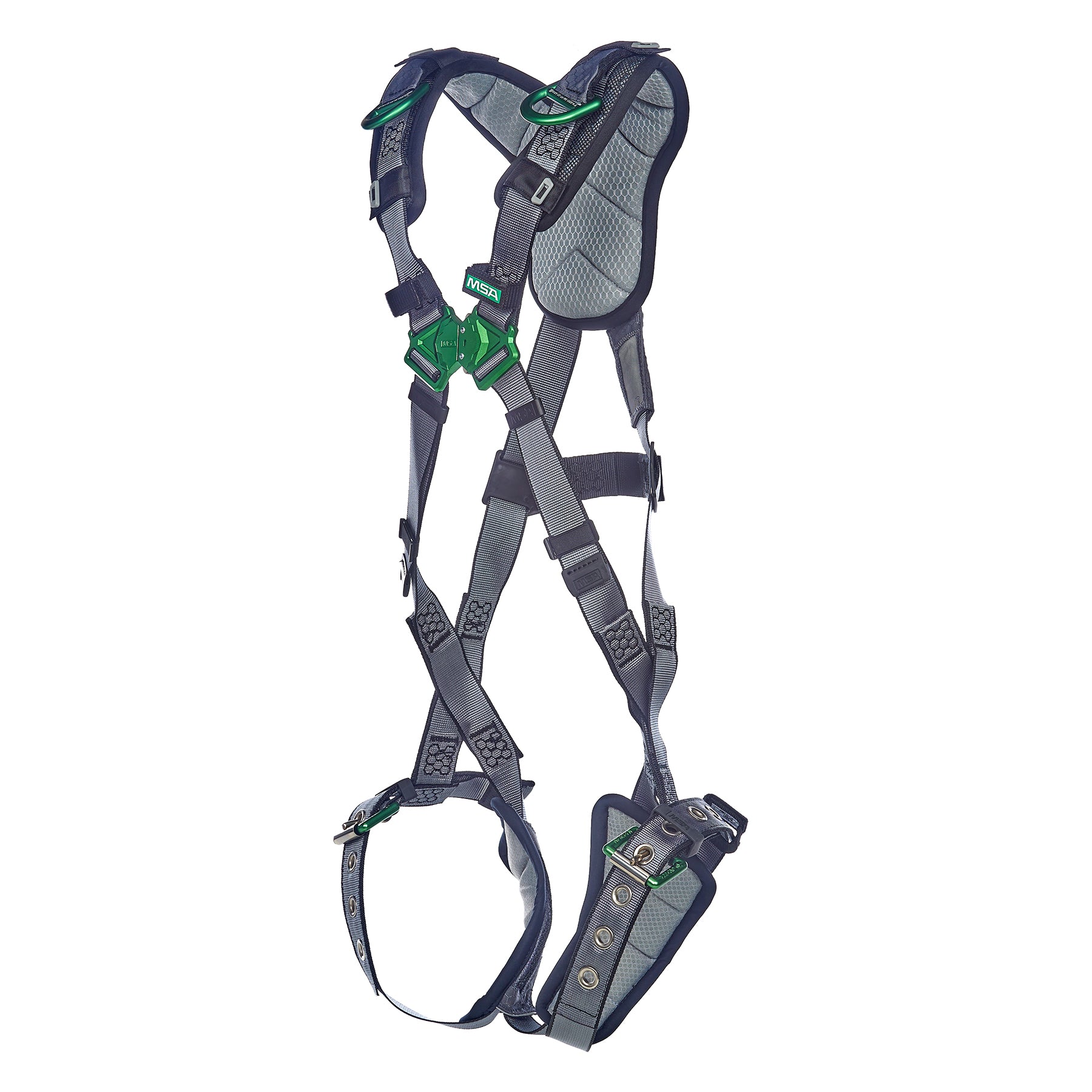 MSA V-FIT Harness w/Back & Shoulder D-Rings - Tongue Buckle Leg Straps - Shoulder & Leg Padding - Standard - 10195028