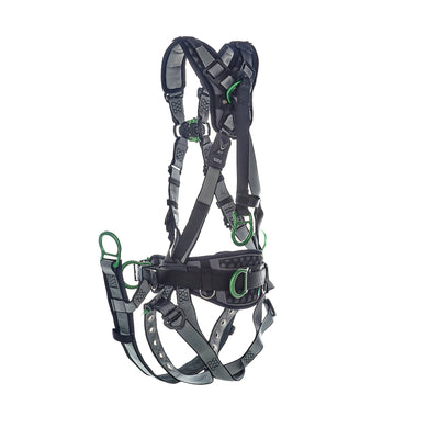 MSA V-FIT Derrick Harness w/Back, Front & Side D-Rings - Tongue Buckle Leg Straps - Shoulder Padding - Extra Large - 10195206