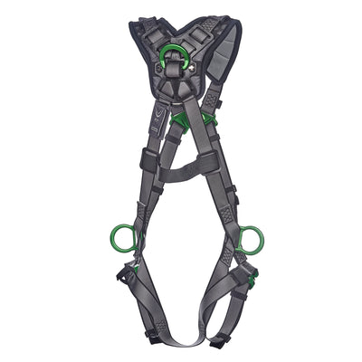 MSA V-FIT Harness w/Back, Side and Shoulder D-Rings - Quick-Connect Leg Straps - Shoulder Padding - Extra Large - 10194886