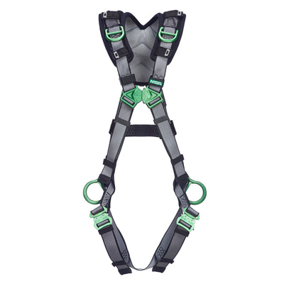 MSA V-FIT Harness w/Back, Side and Shoulder D-Rings - Quick-Connect Leg Straps - Shoulder Padding - Extra Large - 10194886