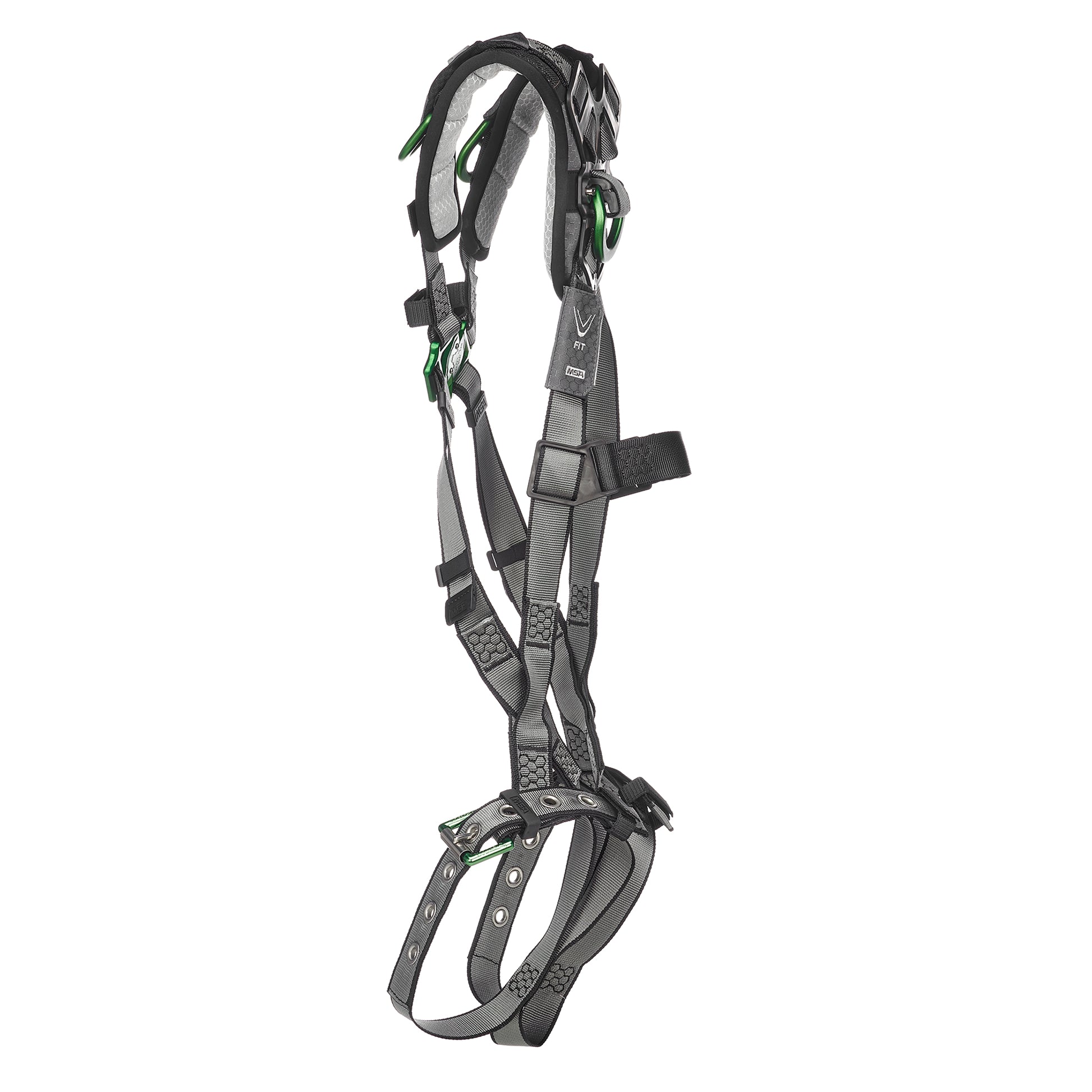 MSA V-FIT Harness w/Back & Shoulder D-Rings - Tongue Buckle Leg Straps - Shoulder Padding - Extra Small - 10194936