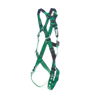 MSA V-FORM Harness w/Back & Front D-Rings - Tongue Buckle Leg Straps Quick Connect Chest Buckle - Super Extra Large - 10206068