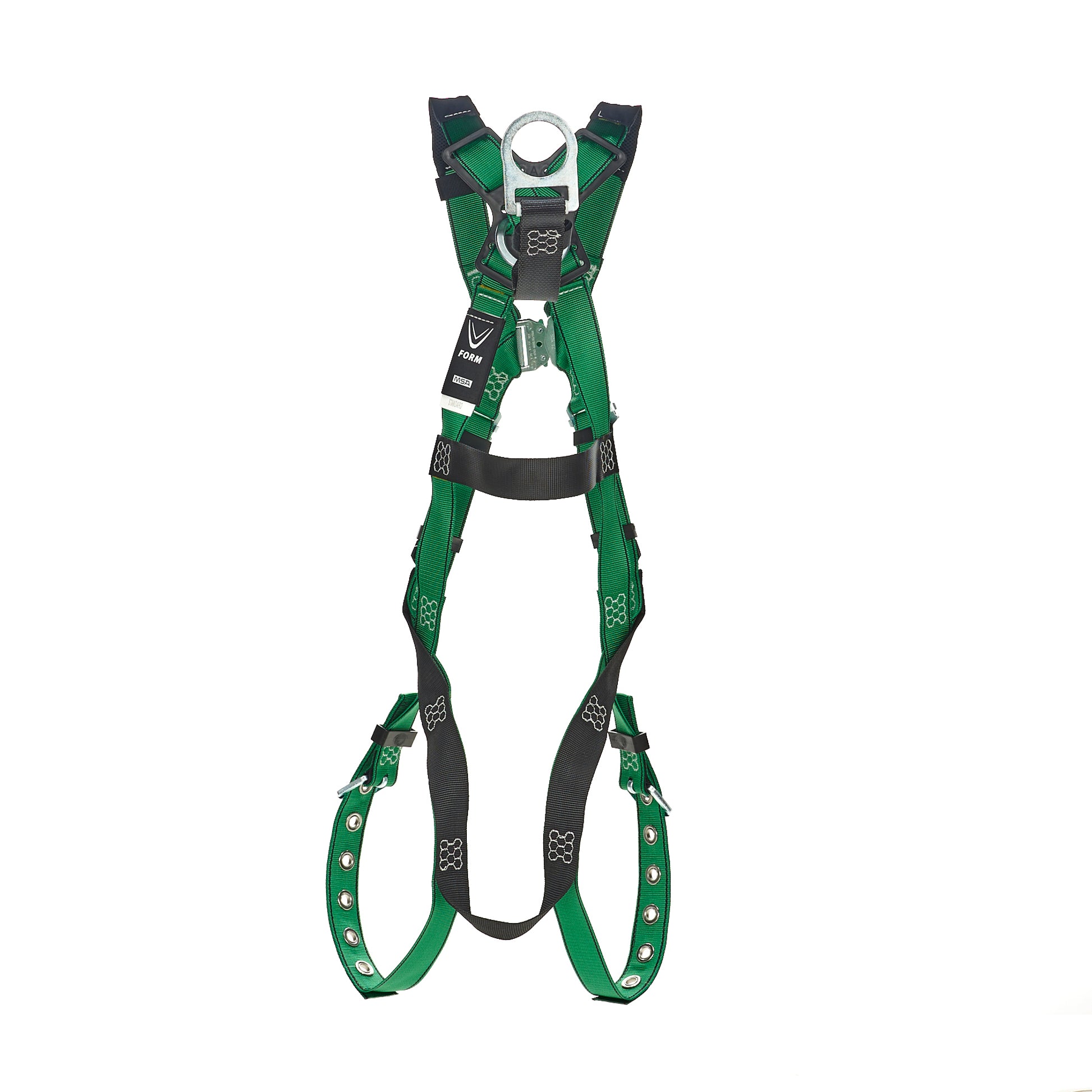 MSA V-FORM Harness w/Back D-Ring with D-Ring Extender - Tongue Buckle Leg Straps Quick Connect Chest Buckle - Extra Small - 10208274