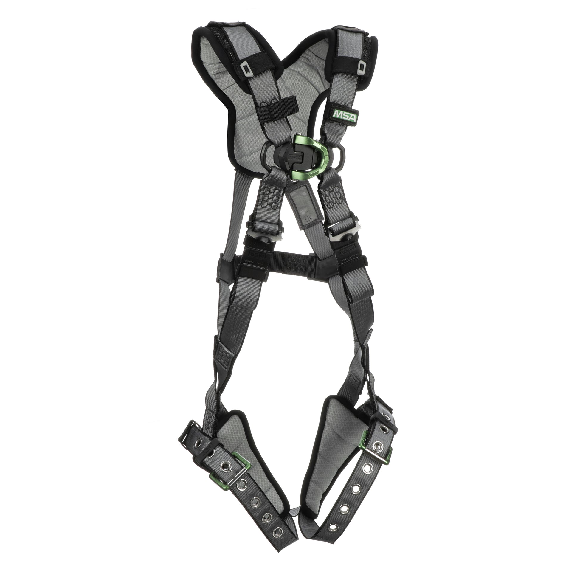 MSA V-FIT Harness w/Back & Front D-Rings - Tongue Buckle Leg Straps - Shoulder Padding - Super Extra Large - 10194895