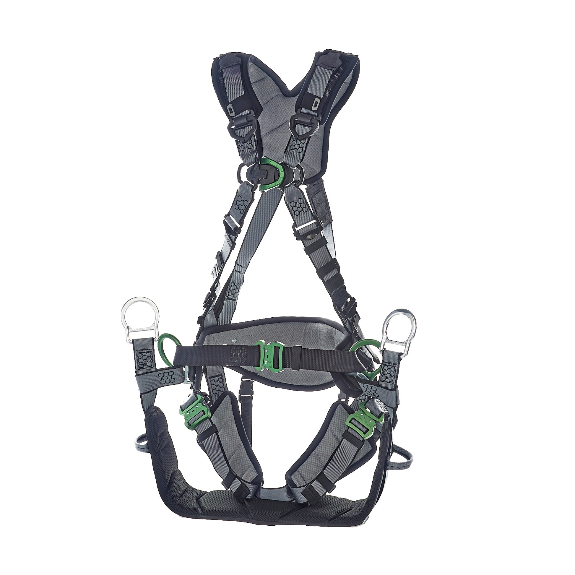 MSA V-FIT Tower Harness w/Back, Front & Side D-Rings - Quick-Connect Leg and Belt Straps - Shoulder & Leg Padding - Extra Large - 10218049