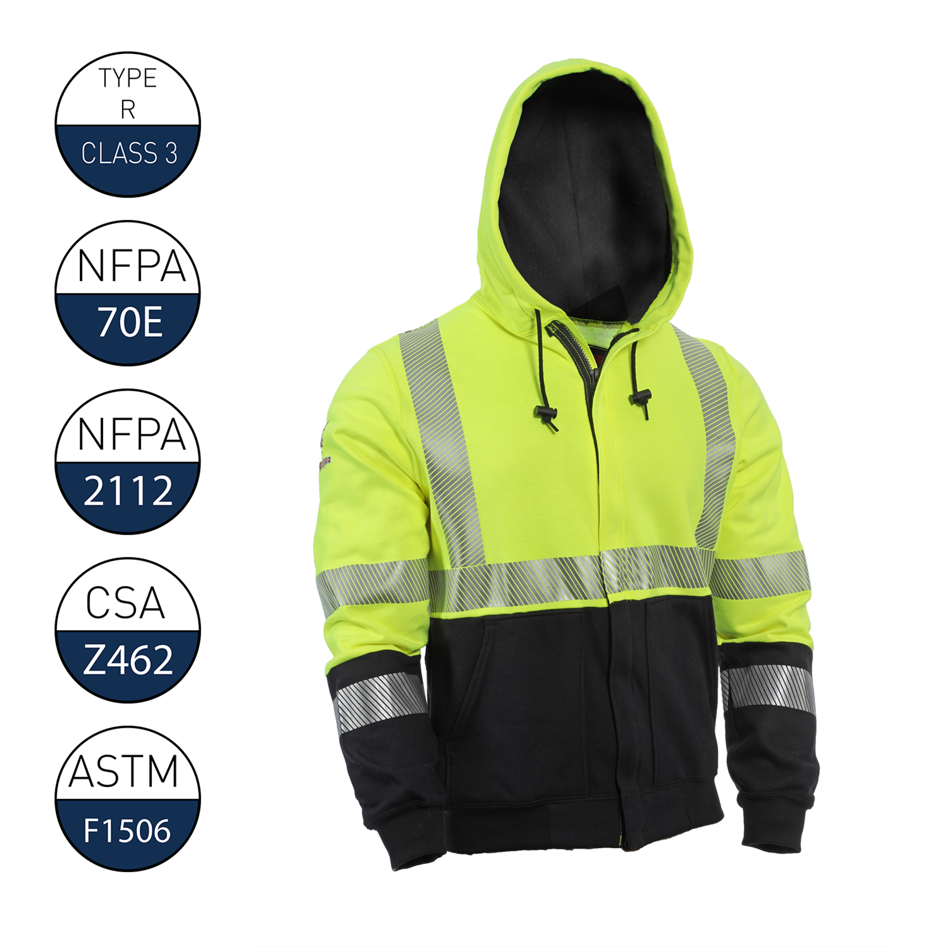 DRIFIRE FR Hi-Vis Hybrid Zip Hoodie Class 3 - SWSHEHZC3