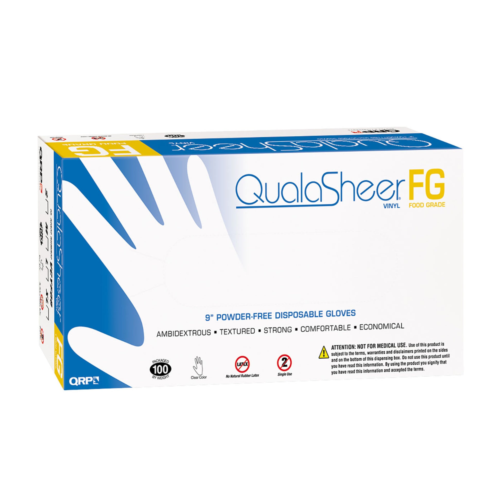 QRP QualaSheer CE Gloves Disposable Vinyl Glove Powder Free - 4 Mil - Clear - 1/CS - VCYF09