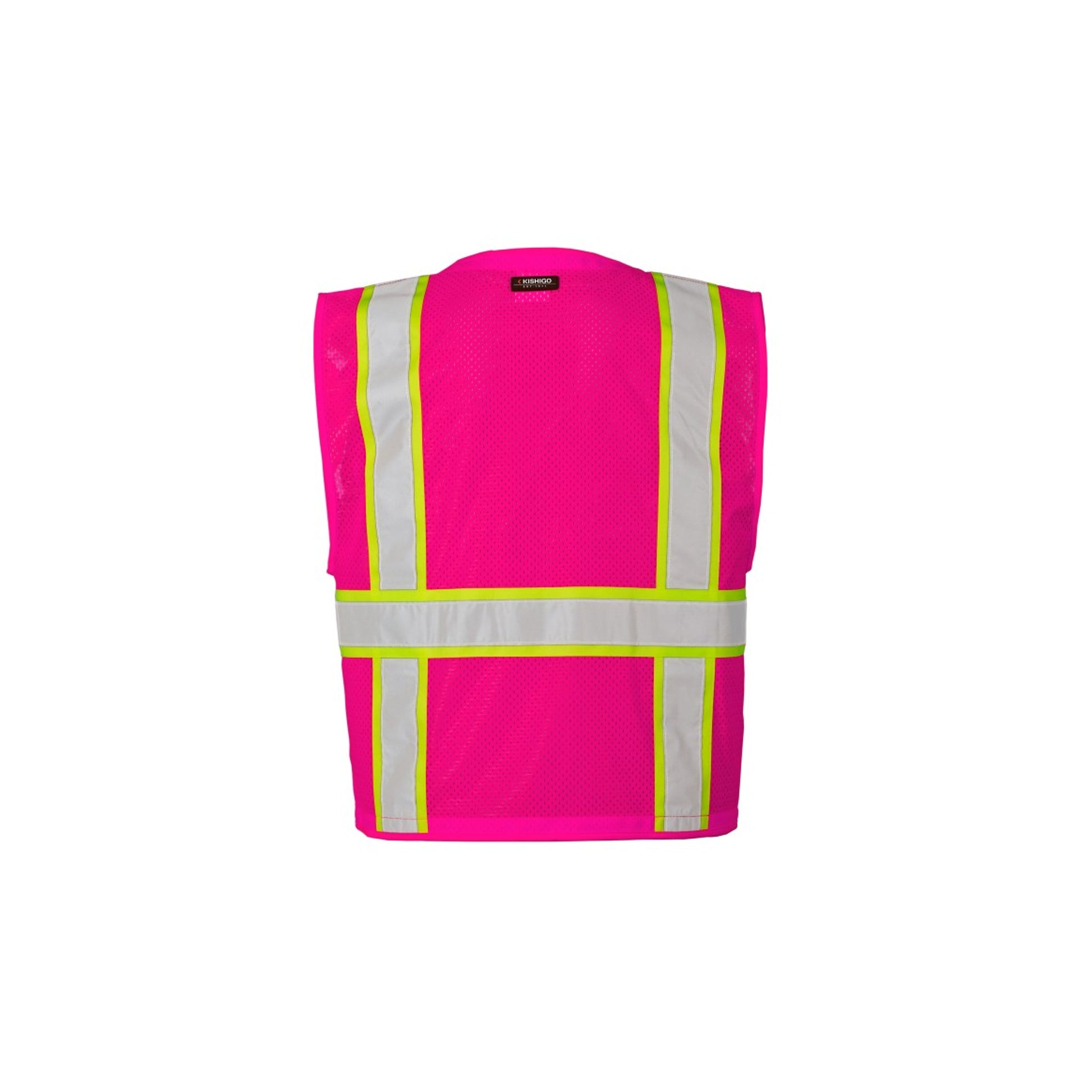 ML Kishigo B107 Pink/Lime Enhanced Visibility Multi-Pocket Vest - back