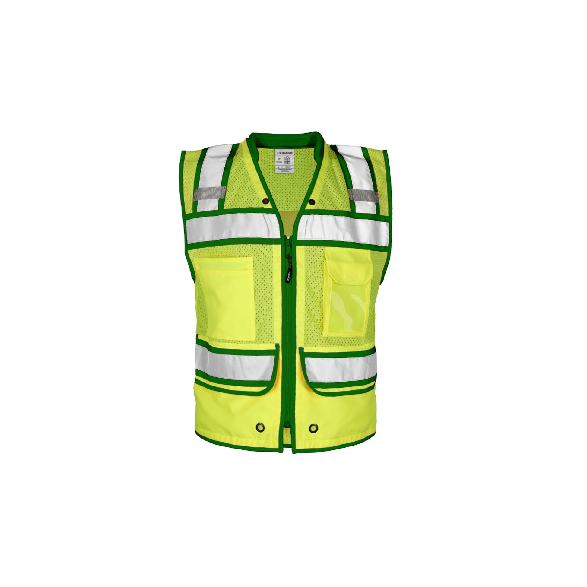 ML Kishigo S5044 Lime/Green Color Contrast Surveyors Vest - front