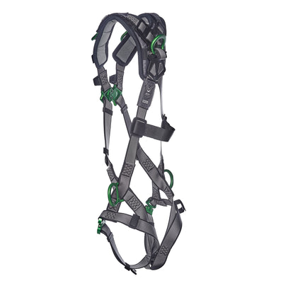 MSA V-FIT Harness w/Back, Side and Shoulder D-Rings - Quick-Connect Leg Straps - Shoulder Padding - Extra Large - 10194886
